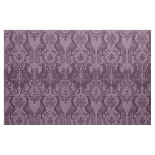 Aubergine Medieval Peacocks and Dragons Fabric