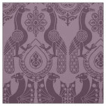 Aubergine Medieval Peacocks and Dragons Fabric