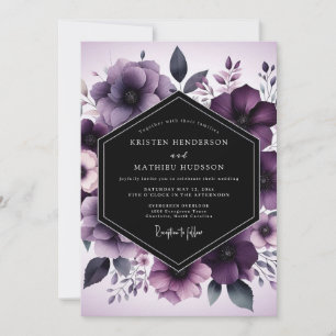 Aubergine Nocturne Flora Wedding Invitation