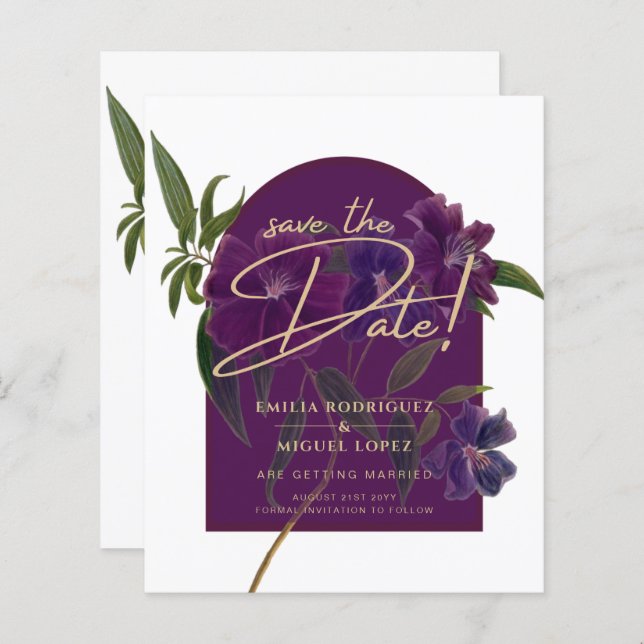 Aubergine Plum Purple Floral Forest Green Wedding (Front/Back)