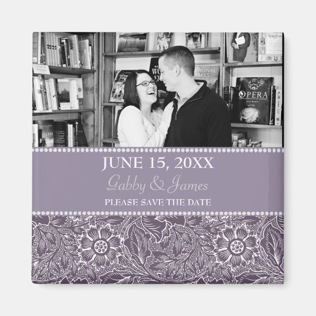 Aubergine Plum Save the Date Wedding Magnet (Front)