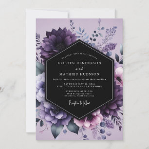 Aubergine Twilight Bloom Wedding Invitation