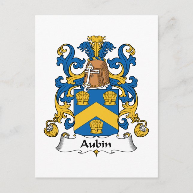 Aubin Family Crest Postcard (Front)