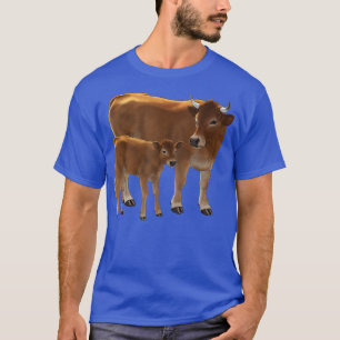 Aubrac or Jersey Brown Cow Cute Calf Cattle Ranch T-Shirt