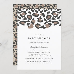 AUBREE Bohemian Leopard Print Baby Shower Invitation