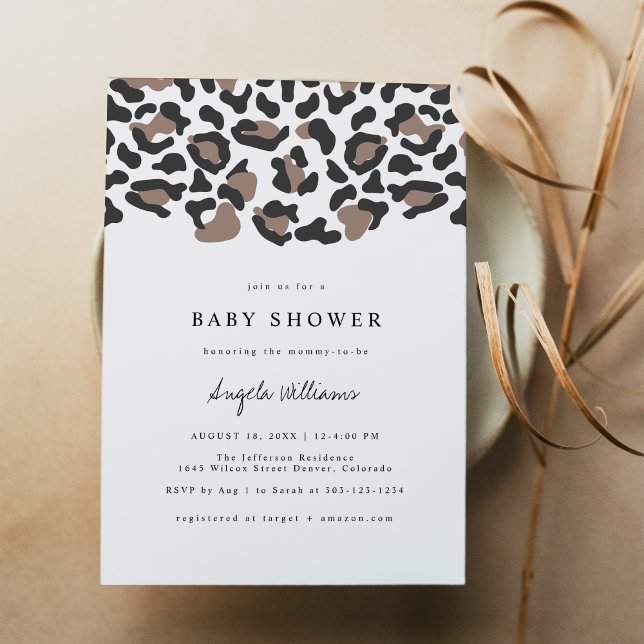 AUBREE Bohemian Leopard Print Baby Shower Invitation