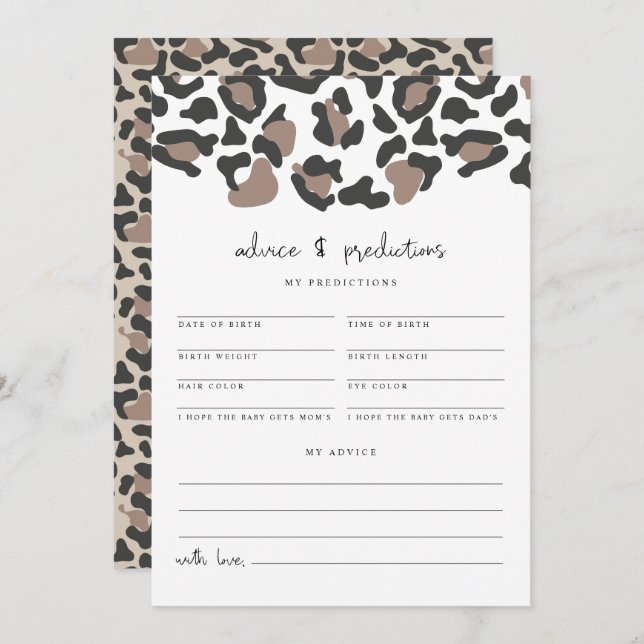 AUBREE Leopard Baby Advice and Predictions Card (Front/Back)