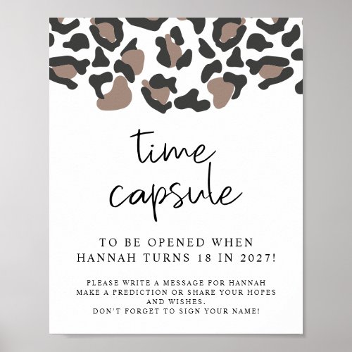 AUBREE Leopard Print Baby Shower Time Capsule Sign