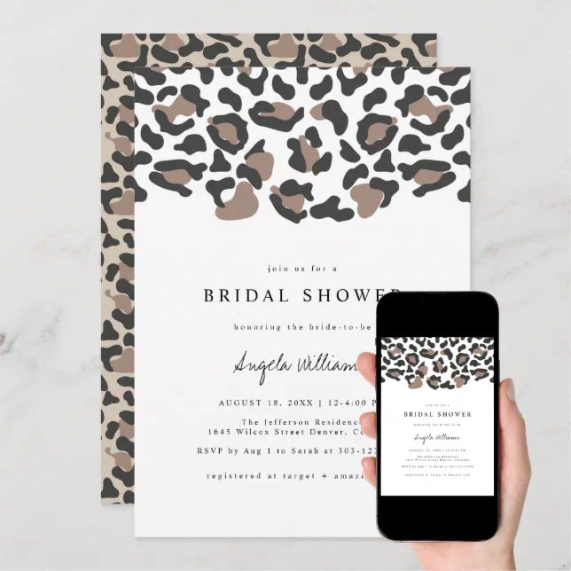 AUBREE Leopard Print Safari Bridal Shower Invitation Zazzle