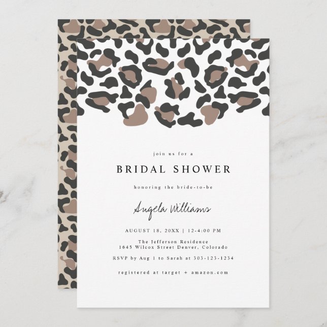 AUBREE Leopard Print Safari Bridal Shower Invitation (Front/Back)