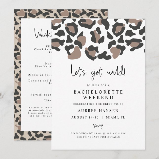 AUBREE Leopard Print Wild Bachelorette Itinerary (Front/Back)