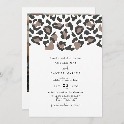 AUBREE Modern Leopard Print Safari Photo Wedding Invitation