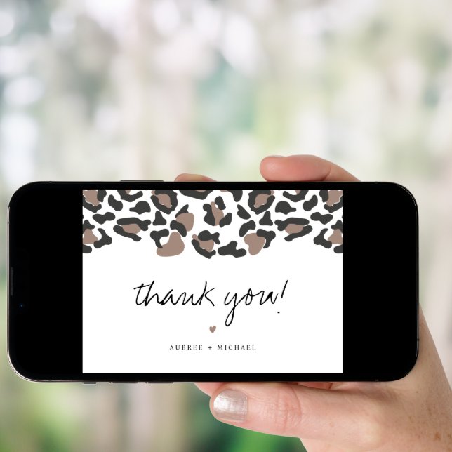 AUBREE Modern Leopard Print Safari Thank You Card (Front Digital)