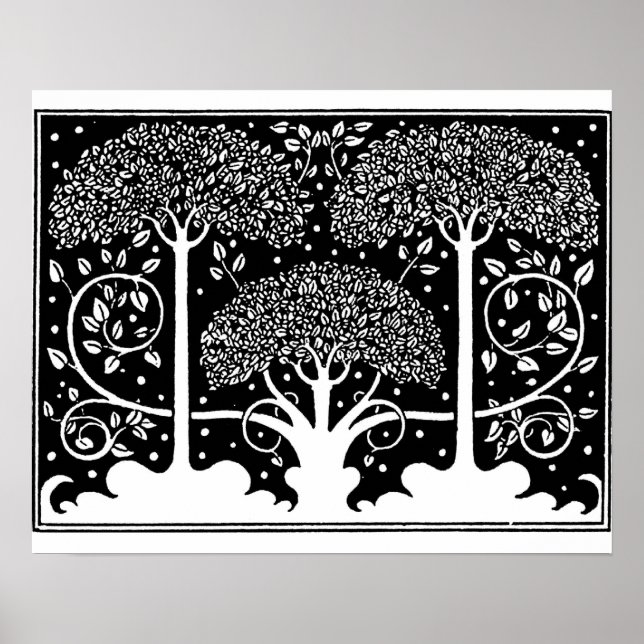 Aubrey Beardsley Art Nouveau Tree Pattern Print (Front)