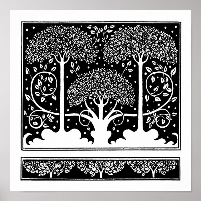 Aubrey Beardsley Art Nouveau Tree Pattern Print (Front)