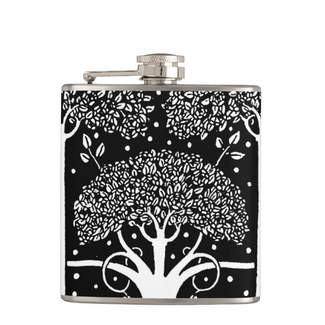 Aubrey Beardsley Art Nouveau Tree Pattern Print Flask (Front)