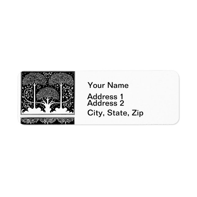 Aubrey Beardsley Art Nouveau Tree Pattern Print Label (Front)