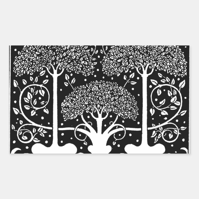 Aubrey Beardsley Art Nouveau Tree Pattern Print Rectangular Sticker (Front)