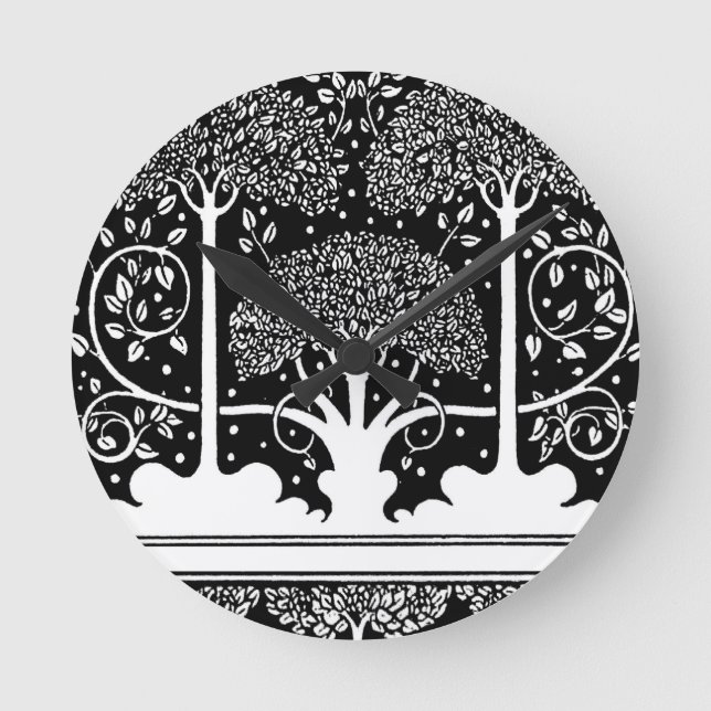 Aubrey Beardsley Art Nouveau Tree Pattern Print Round Clock (Front)