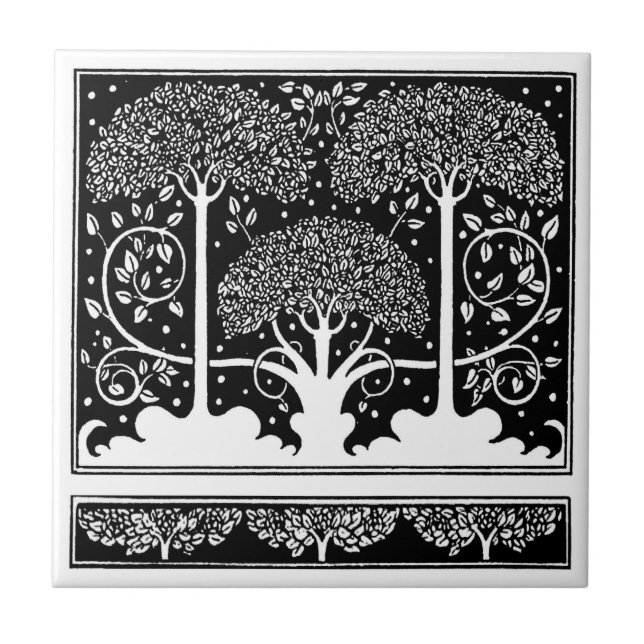 Aubrey Beardsley Art Nouveau Tree Pattern Print Tile (Front)