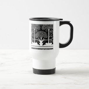 Aubrey Beardsley Art Nouveau Tree Pattern Print Travel Mug
