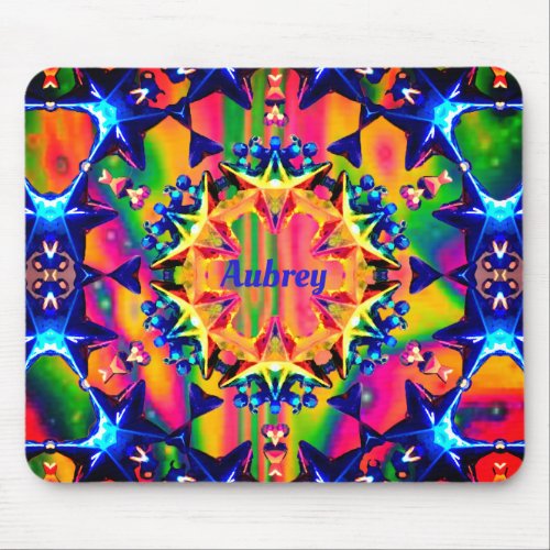 AUBREY  Bright Fluoro Pattern Personalised Mouse Pad