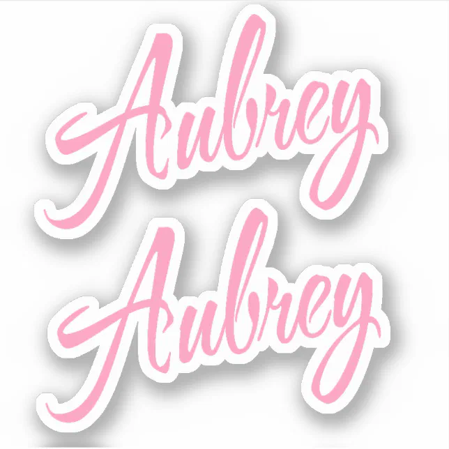 Aubrey Decorative Name in Pink x2 Sticker | Zazzle
