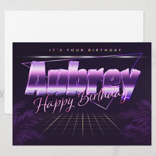 Aubrey Name First name pura retro card Birthday (Front/Back)