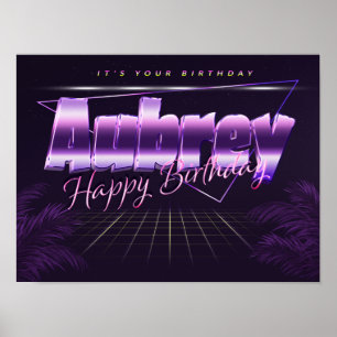 Aubrey Name First Name pura retro poster Birthday