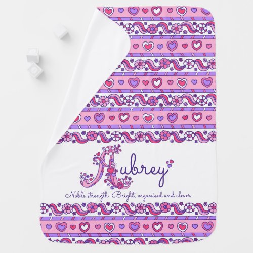 Aubrey name with name meaning hearts baby blanket