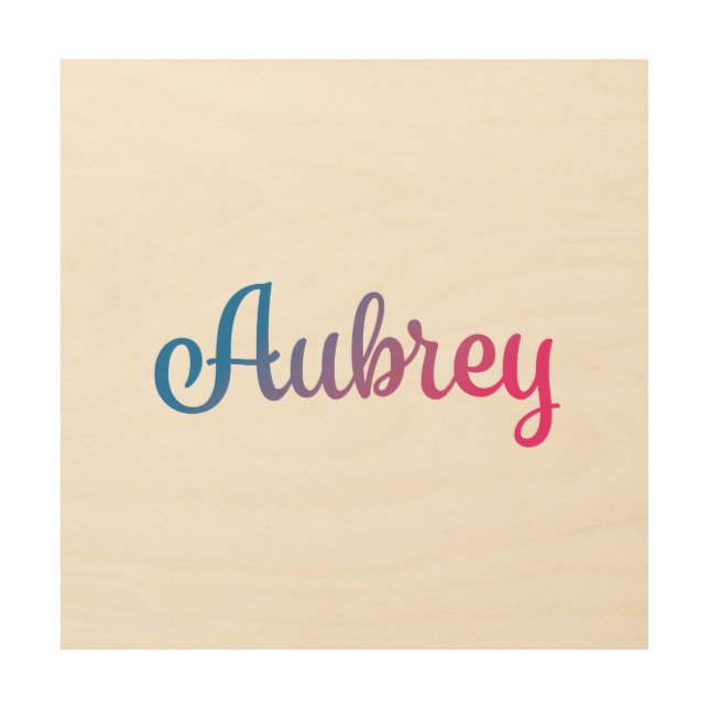 Aubrey Stylish Cursive Wood Wall Art (Front)