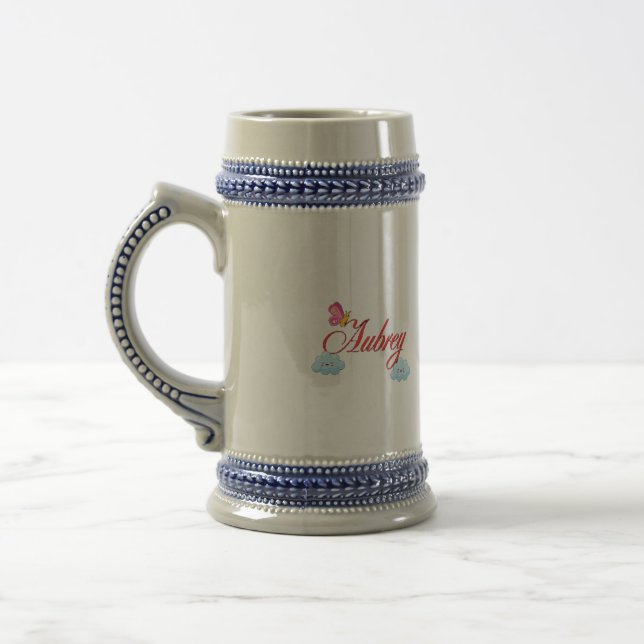 Aubrey with butterfly and clouds  beer stein (Left)
