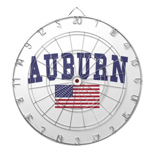 Auburn AL US Flag Dartboard With Darts (Front)