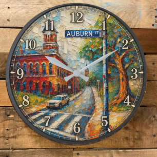 Auburn Alabama Artistic Downtown Large Clock