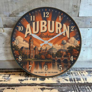 Auburn Alabama Historic College Town Large Clock
