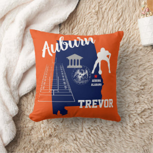 Auburn Alabama Navy and Orange football Throw Pillow