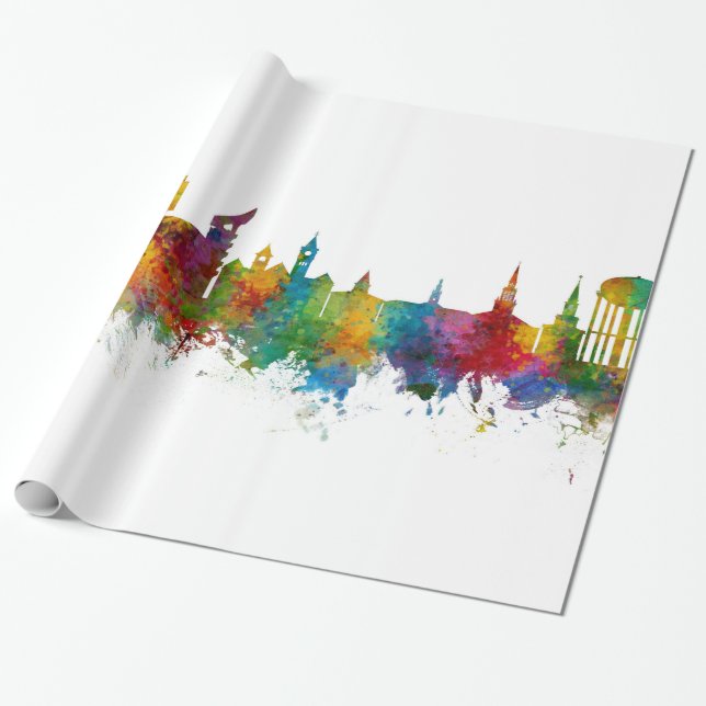 Auburn Alabama Skyline Wrapping Paper (Unrolled)