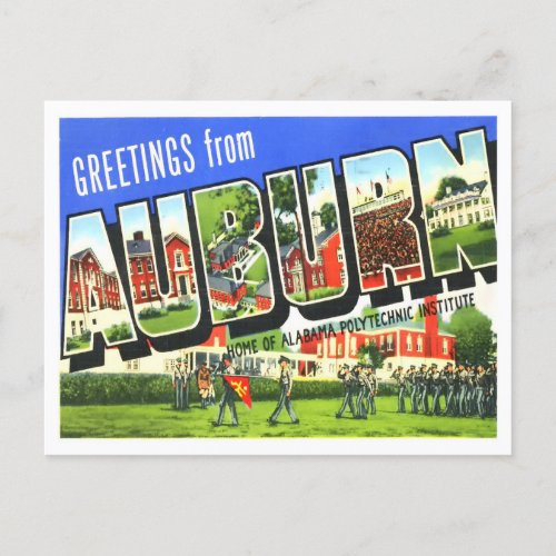 Auburn Alabama Vintage Big Letters Postcard