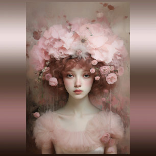 Auburn Beauty - A Woman's Portrait and Flowers Tissue Paper