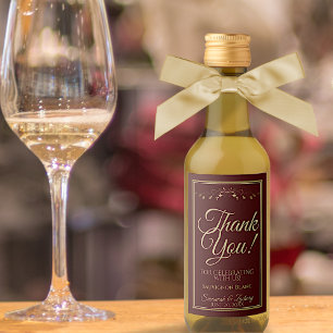 Auburn Brown and Gold Wedding Mini Thank You Wine Label