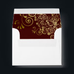 Auburn Brown Gold Lace Inside White Wedding RSVP Envelope<br><div class="desc">These RSVP envelopes are simple yet elegant. Designed as an A2 sized envelope to be used with 4.25" x 5.5" sized cards, they feature a white background with a pre-printed address on the front in elegant gold lettering. The inside flap is a chocolate brown or auburn color with faux foil...</div>