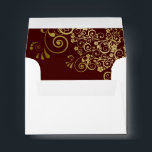 Auburn Brown Gold Lace Inside White Wedding RSVP Envelope<br><div class="desc">These RSVP envelopes are simple yet elegant. Designed as an A2 sized envelope to be used with 4.25" x 5.5" sized cards, they feature a white background with a pre-printed address on the front in elegant gold lettering. The inside flap is a chocolate brown or auburn color with faux foil...</div>