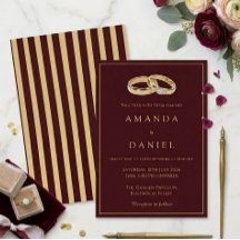 Auburn Brown & Gold Ring Diamond Stripes Wedding