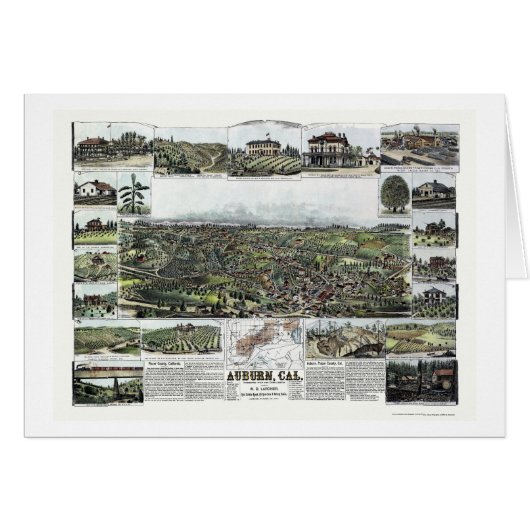 Auburn, CA Panoramic Map - 1887 Cards (Front Horizontal)