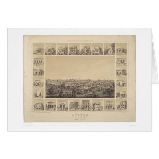 Auburn, California 1857 Panoramic Map (2508A) Cards (Front Horizontal)