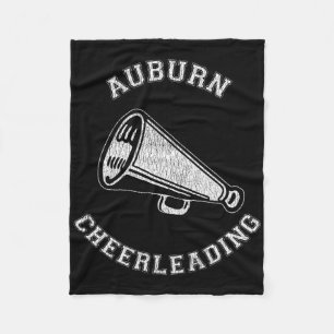 Auburn Cheer Distressed Retro 90's Cheerleader  Fleece Blanket