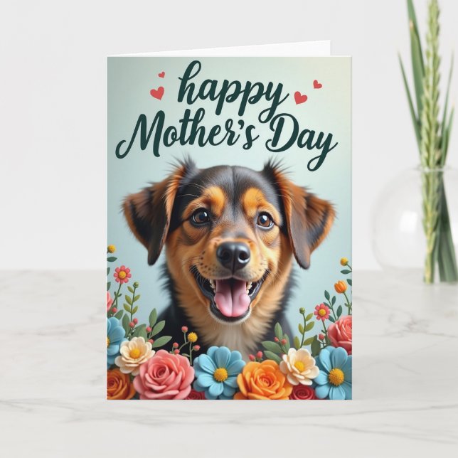 Auburn Dog Floral Mothers Day Card (Front)
