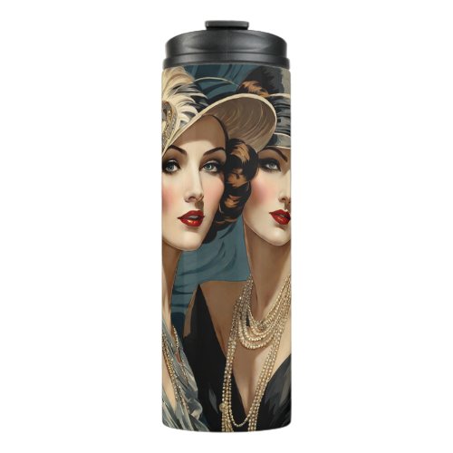 Auburn Flappers With Wide Brimmed Hats Thermal Tumbler