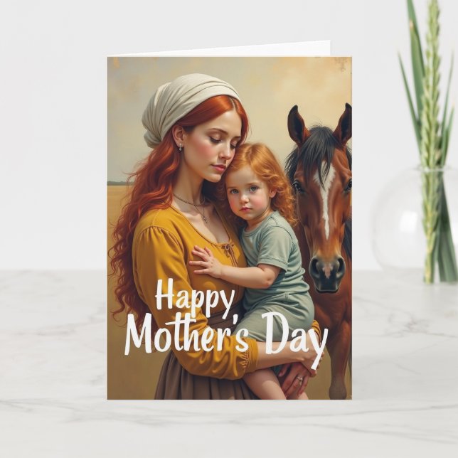 Auburn Haired Mother Child Card (Front)