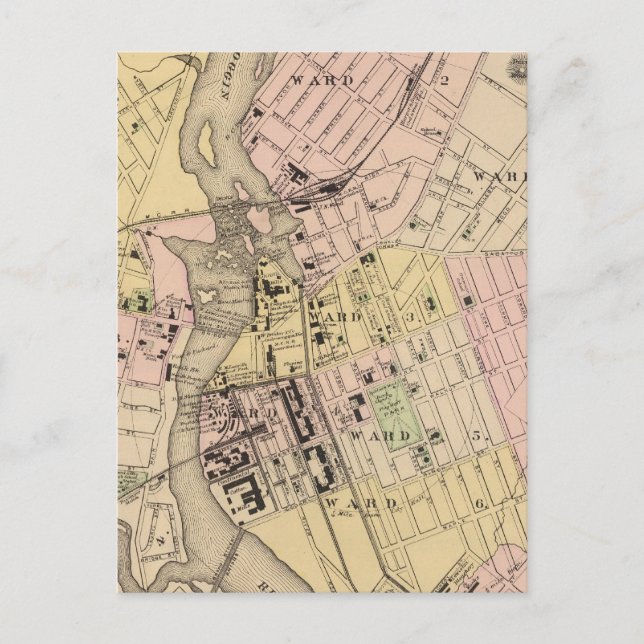 Auburn, Lewiston Map Postcard (Front)